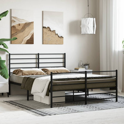 Bedframe Met Hoofd- En Voeteneinde Metaal 120 x 200 cm Zwart met hoofdbord & voetbord