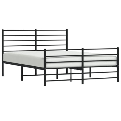 Bedframe Met Hoofd- En Voeteneinde Metaal 120 x 200 cm Zwart met hoofdbord & voetbord