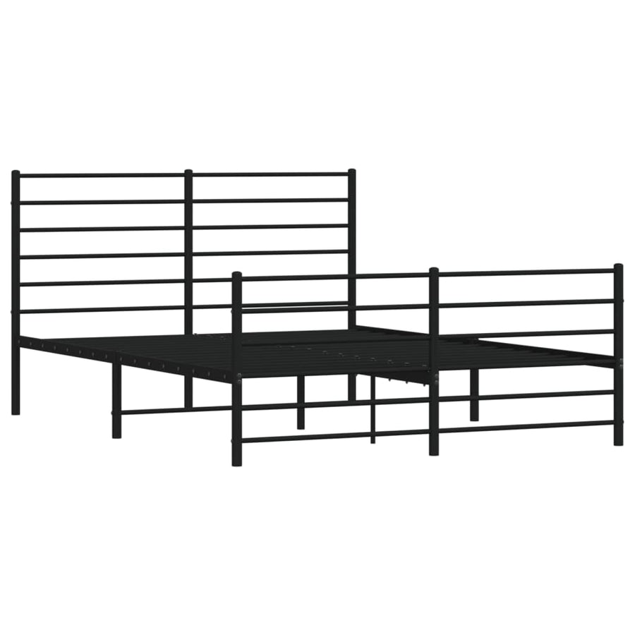 Bedframe Met Hoofd- En Voeteneinde Metaal 120 x 200 cm Zwart met hoofdbord & voetbord