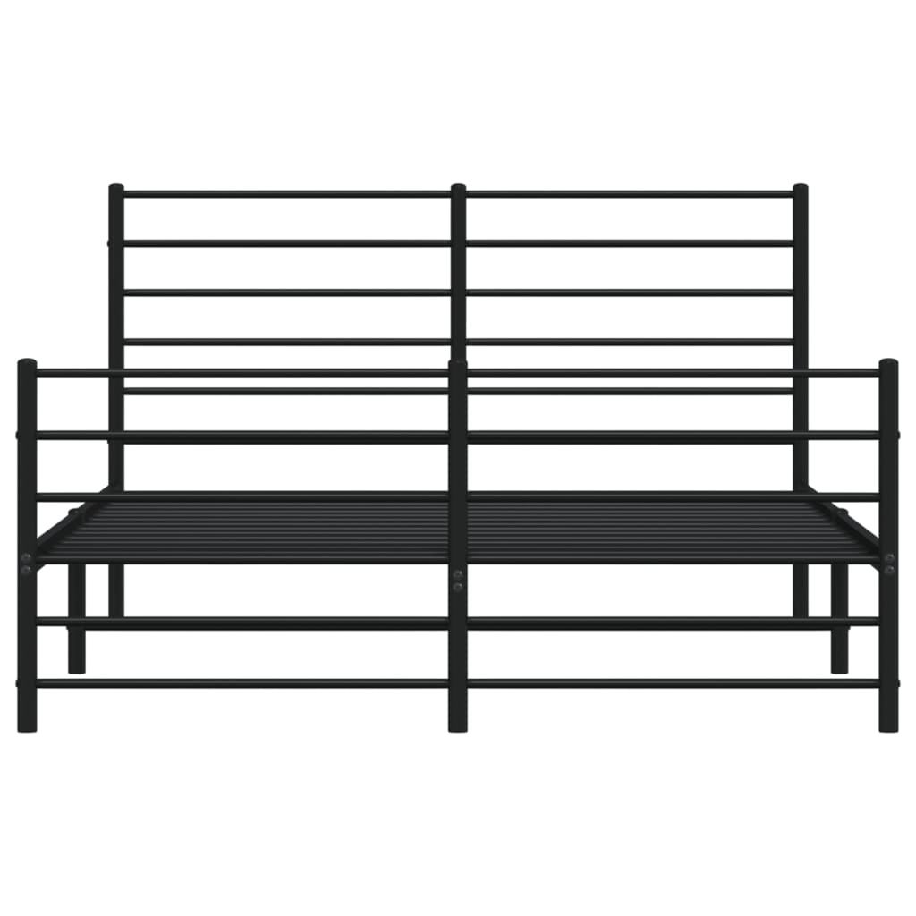 Bedframe Met Hoofd- En Voeteneinde Metaal 120 x 200 cm Zwart met hoofdbord & voetbord