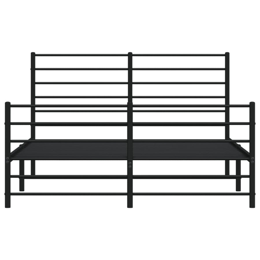 Bedframe Met Hoofd- En Voeteneinde Metaal 120 x 200 cm Zwart met hoofdbord & voetbord