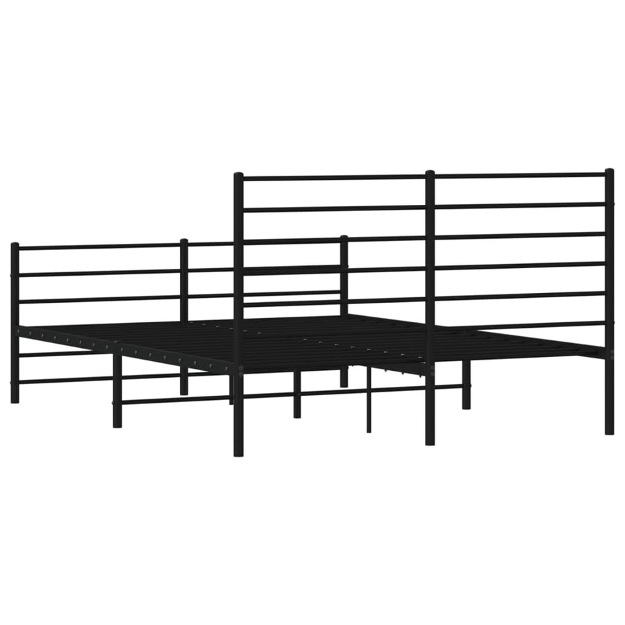 Bedframe Met Hoofd- En Voeteneinde Metaal 120 x 200 cm Zwart met hoofdbord & voetbord