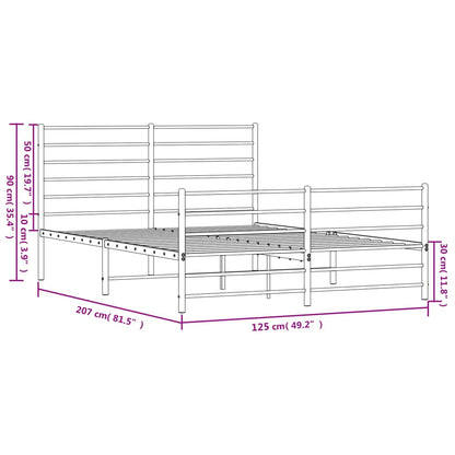 Bedframe Met Hoofd- En Voeteneinde Metaal 120 x 200 cm Zwart met hoofdbord & voetbord