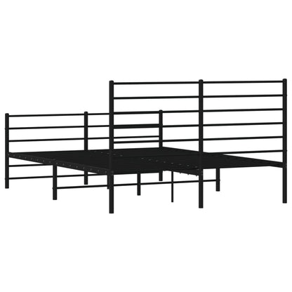 Bedframe Met Hoofd- En Voeteneinde Metaal 135 x 190 cm Zwart met hoofdbord & voetbord