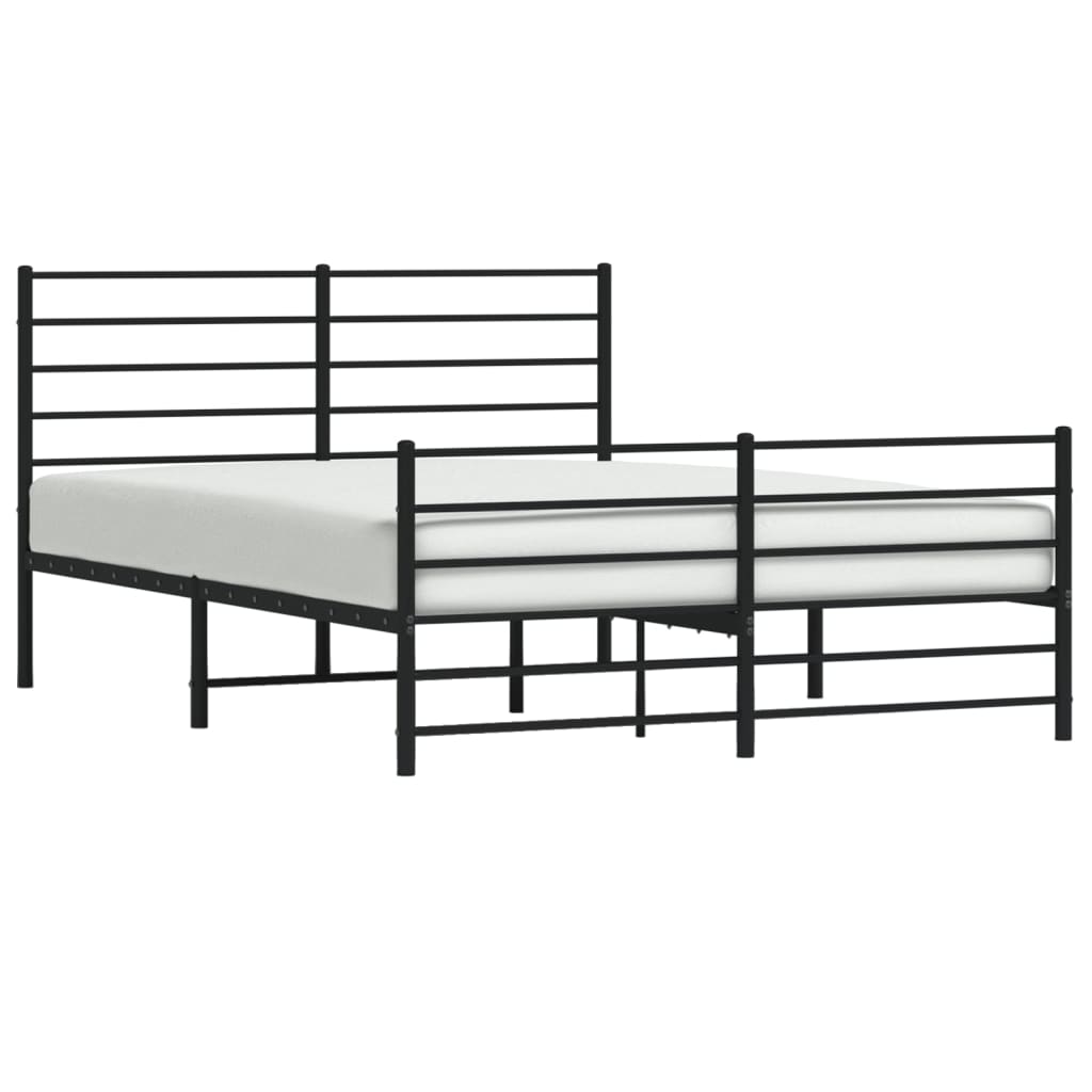 Bedframe Met Hoofd- En Voeteneinde Metaal 140 x 190 cm Zwart met hoofdbord & voetbord