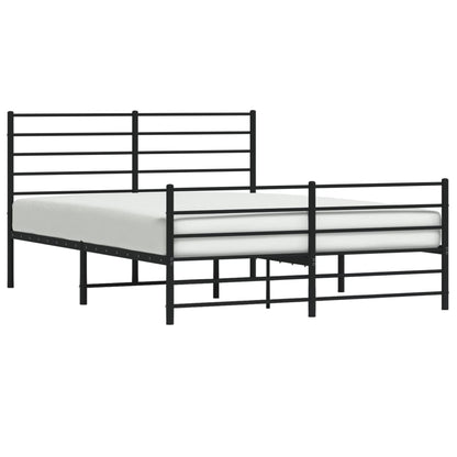 Bedframe Met Hoofd- En Voeteneinde Metaal 140 x 190 cm Zwart met hoofdbord & voetbord