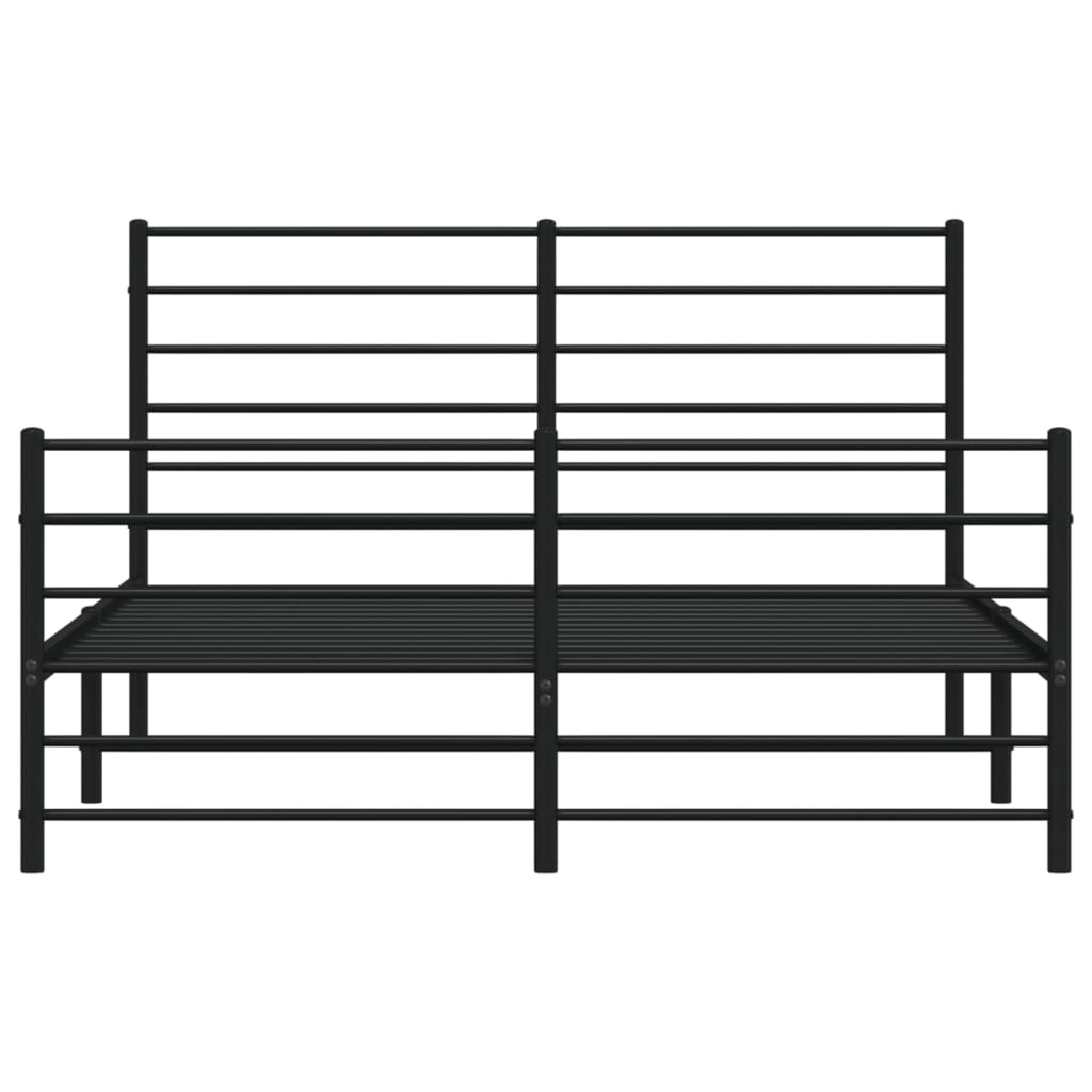 Bedframe Met Hoofd- En Voeteneinde Metaal 140 x 190 cm Zwart met hoofdbord & voetbord