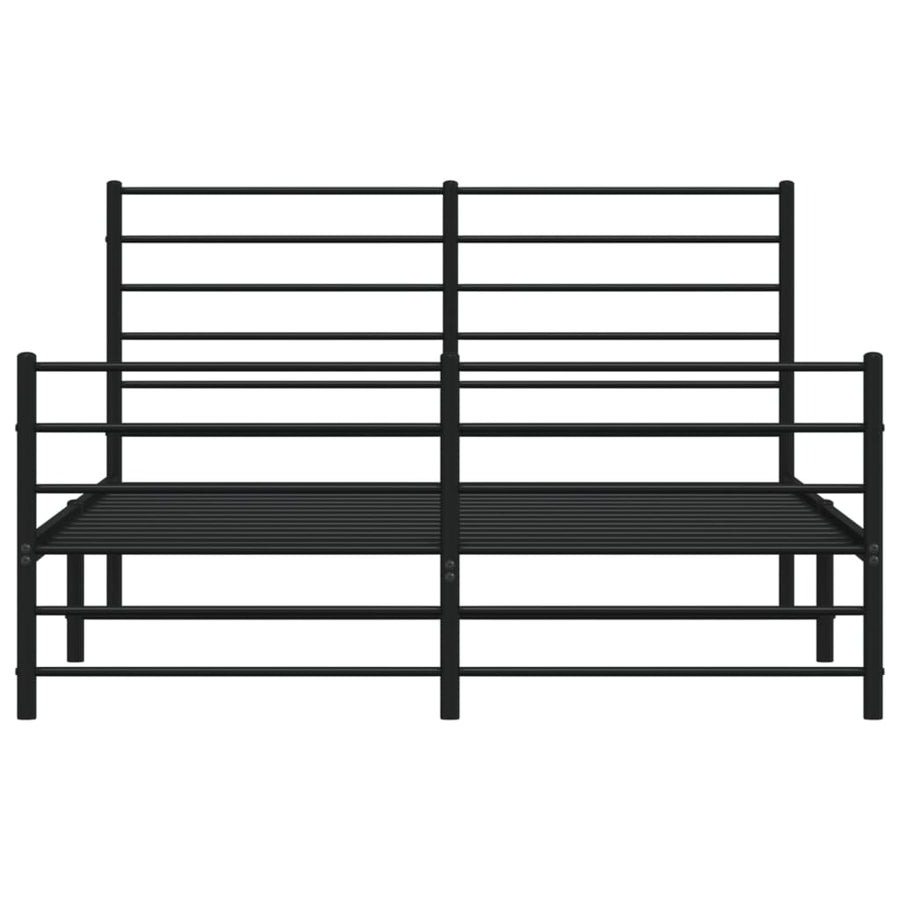 Bedframe Met Hoofd- En Voeteneinde Metaal 140 x 190 cm Zwart met hoofdbord & voetbord