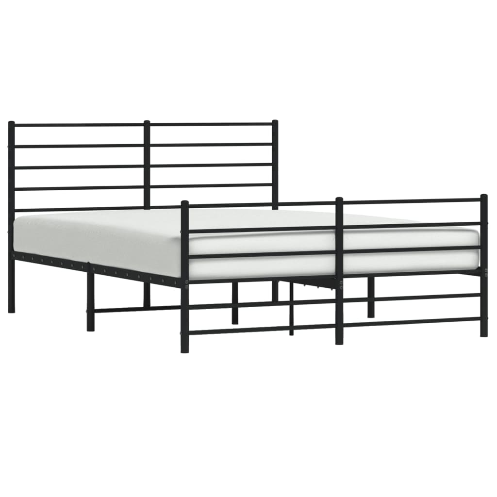 Bedframe Met Hoofd- En Voeteneinde Metaal 140 x 200 cm Zwart met hoofdbord & voetbord