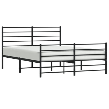 Bedframe Met Hoofd- En Voeteneinde Metaal 140 x 200 cm Zwart met hoofdbord & voetbord
