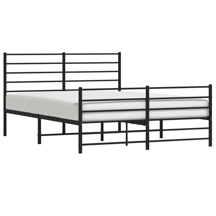 Bedframe Met Hoofd- En Voeteneinde Metaal 140 x 200 cm Zwart met hoofdbord & voetbord