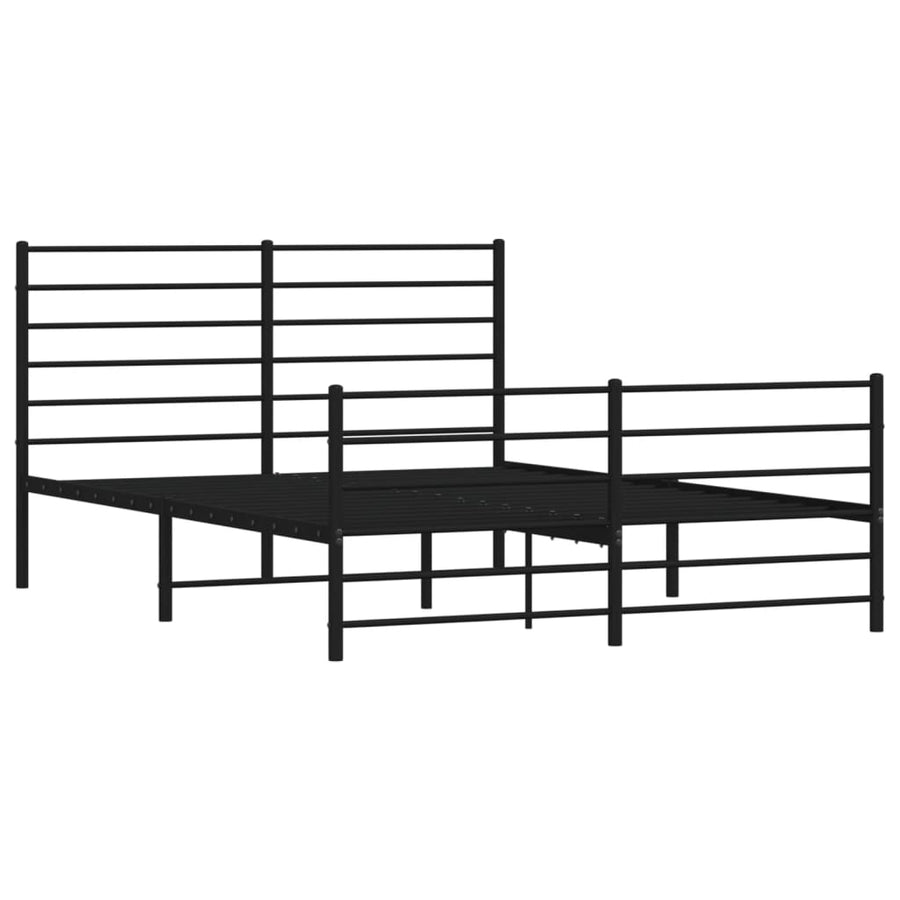 Bedframe Met Hoofd- En Voeteneinde Metaal 140 x 200 cm Zwart met hoofdbord & voetbord