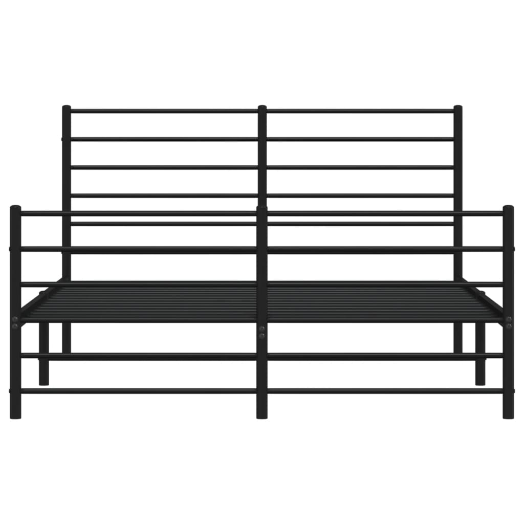 Bedframe Met Hoofd- En Voeteneinde Metaal 140 x 200 cm Zwart met hoofdbord & voetbord
