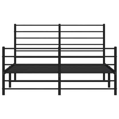 Bedframe Met Hoofd- En Voeteneinde Metaal 140 x 200 cm Zwart met hoofdbord & voetbord