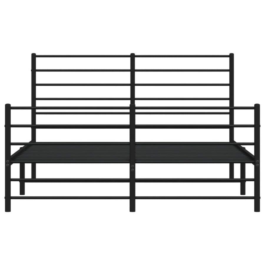 Bedframe Met Hoofd- En Voeteneinde Metaal 140 x 200 cm Zwart met hoofdbord & voetbord