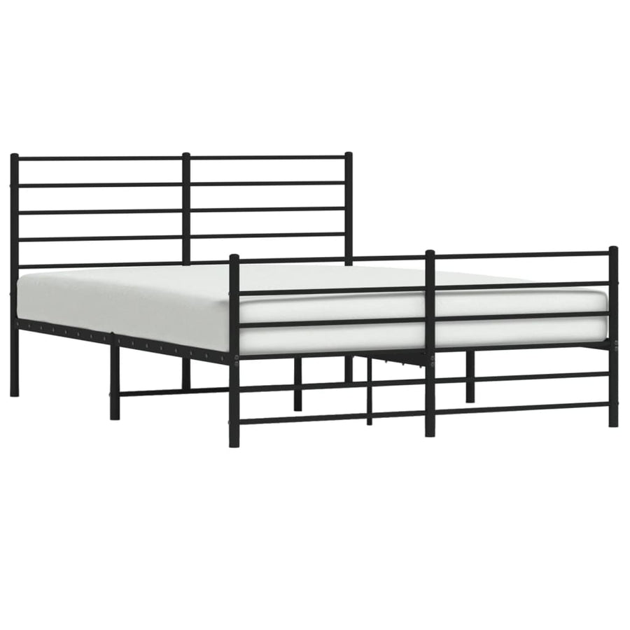 Bedframe Met Hoofd- En Voeteneinde Metaal 150 x 200 cm Zwart met hoofdbord & voetbord