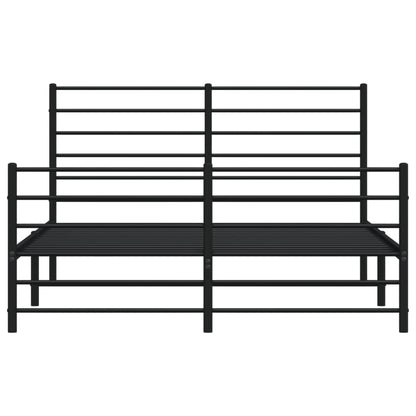 Bedframe Met Hoofd- En Voeteneinde Metaal 150 x 200 cm Zwart met hoofdbord & voetbord