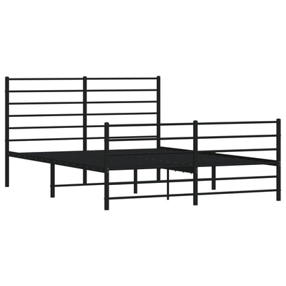 Bedframe Met Hoofd- En Voeteneinde Metaal 160 x 200 cm Zwart met hoofdbord & voetbord