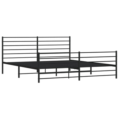 Bedframe Met Hoofd- En Voeteneinde Metaal 180 x 200 cm Zwart met hoofdbord & voetbord