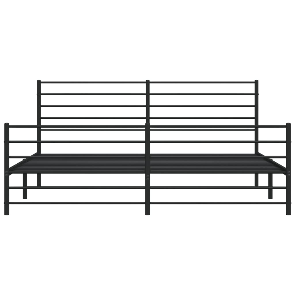 Bedframe Met Hoofd- En Voeteneinde Metaal 180 x 200 cm Zwart met hoofdbord & voetbord