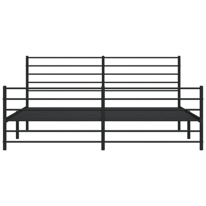 Bedframe Met Hoofd- En Voeteneinde Metaal 180 x 200 cm Zwart met hoofdbord & voetbord