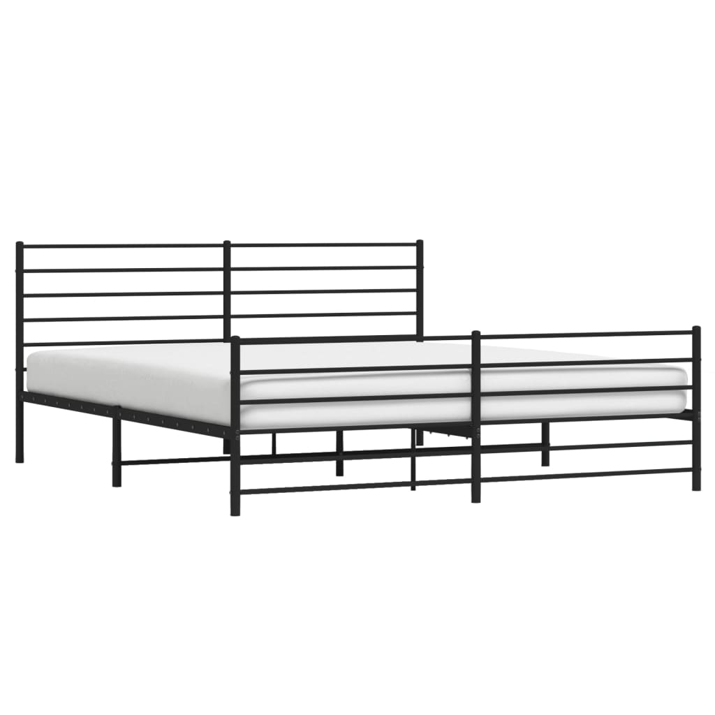 Bedframe Met Hoofd- En Voeteneinde Metaal 183 x 213 cm Zwart met hoofdbord & voetbord