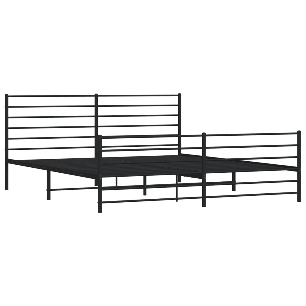 Bedframe Met Hoofd- En Voeteneinde Metaal 183 x 213 cm Zwart met hoofdbord & voetbord