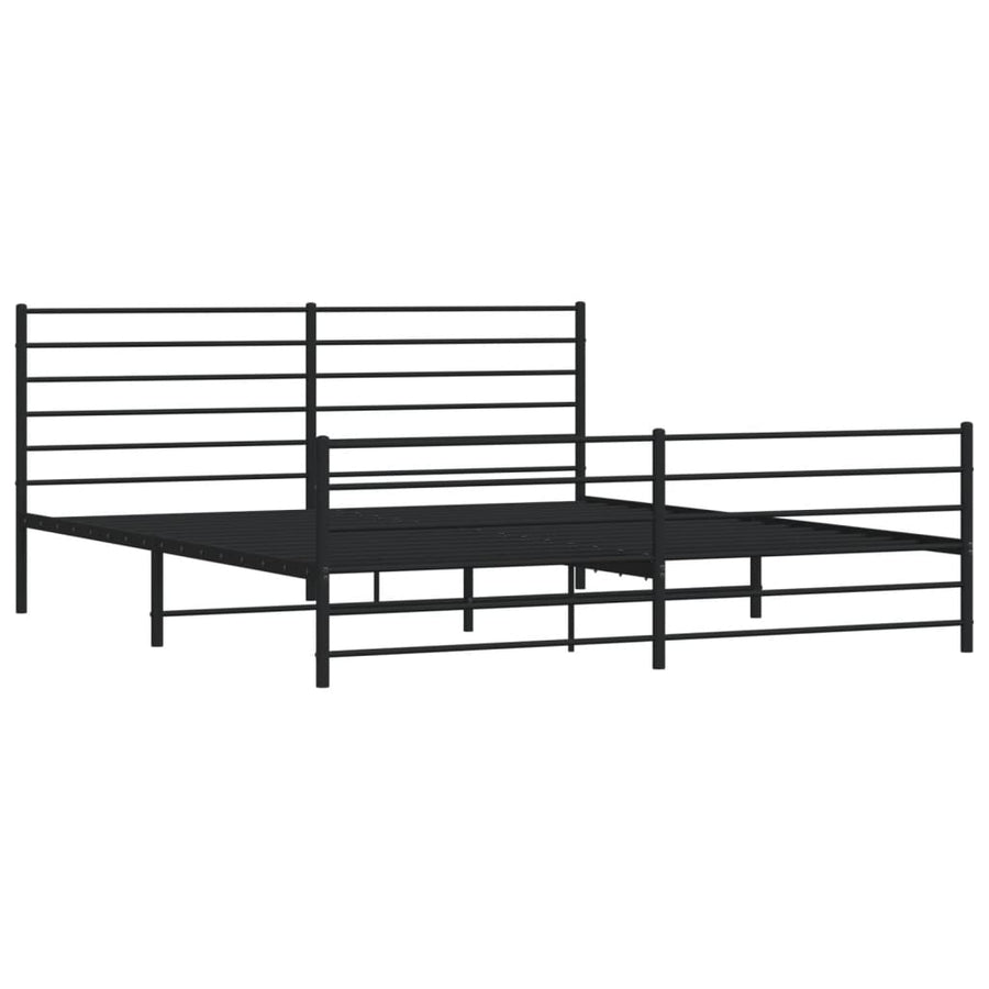 Bedframe Met Hoofd- En Voeteneinde Metaal 183 x 213 cm Zwart met hoofdbord & voetbord