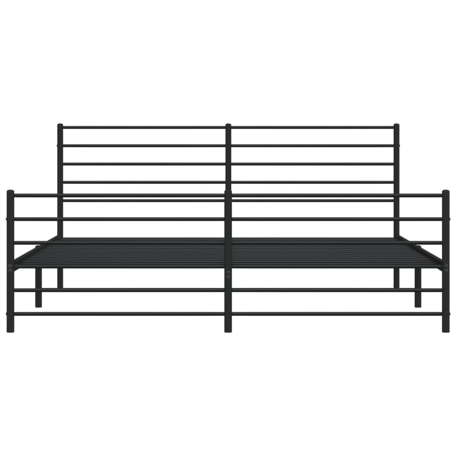 Bedframe Met Hoofd- En Voeteneinde Metaal 183 x 213 cm Zwart met hoofdbord & voetbord