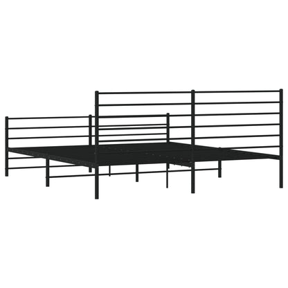 Bedframe Met Hoofd- En Voeteneinde Metaal 183 x 213 cm Zwart met hoofdbord & voetbord
