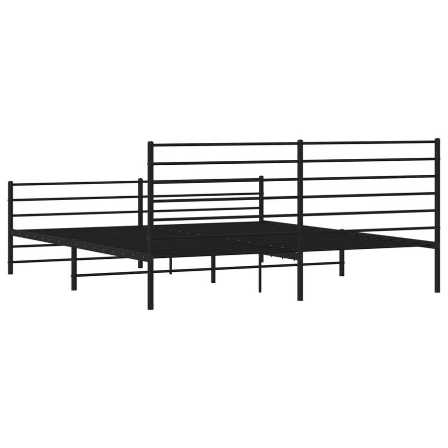 Bedframe Met Hoofd- En Voeteneinde Metaal 183 x 213 cm Zwart met hoofdbord & voetbord