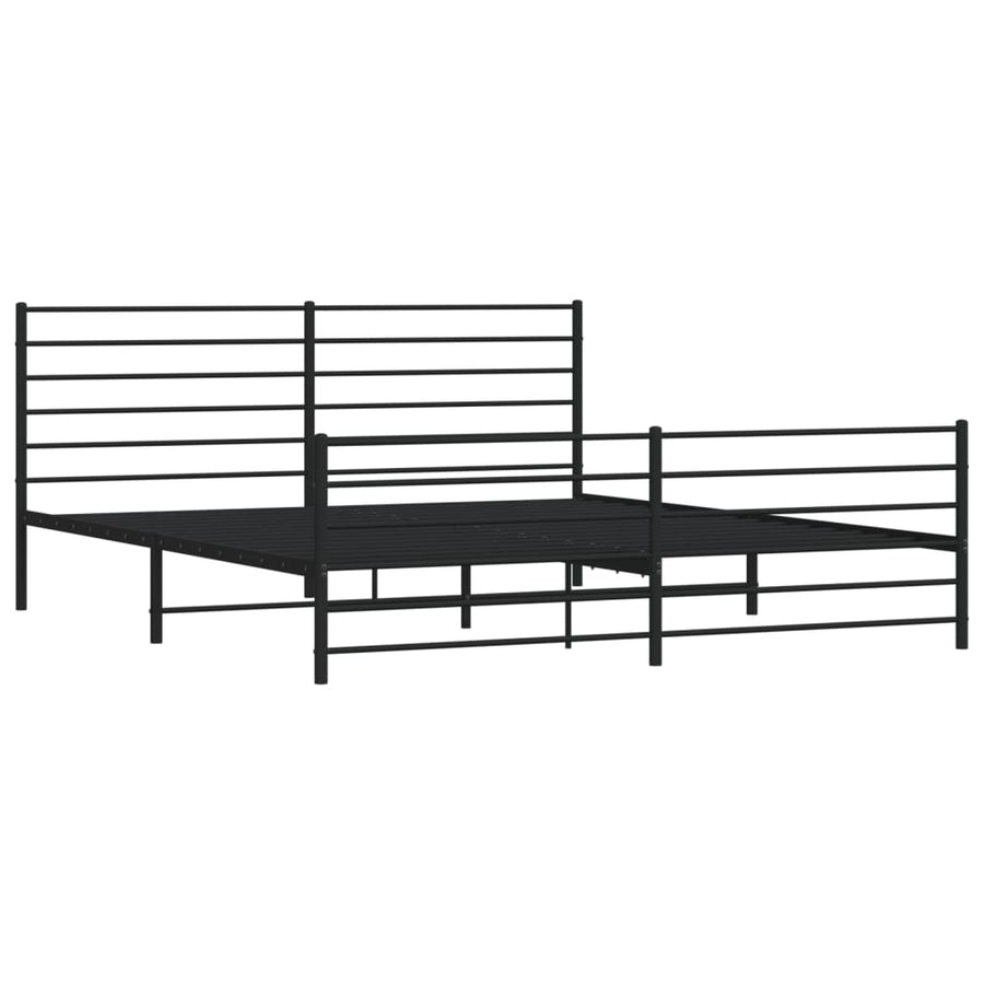 Bedframe Met Hoofd- En Voeteneinde Metaal 193 x 203 cm Zwart met hoofdbord & voetbord