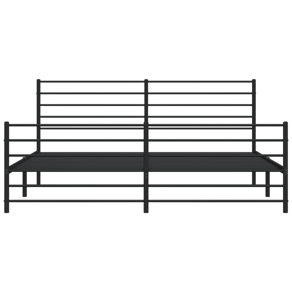 Bedframe Met Hoofd- En Voeteneinde Metaal 193 x 203 cm Zwart met hoofdbord & voetbord