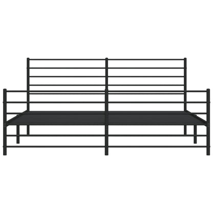 Bedframe Met Hoofd- En Voeteneinde Metaal 193 x 203 cm Zwart met hoofdbord & voetbord