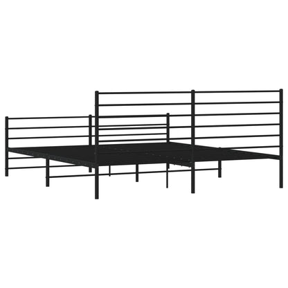 Bedframe Met Hoofd- En Voeteneinde Metaal 193 x 203 cm Zwart met hoofdbord & voetbord