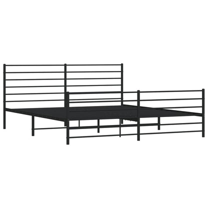 Bedframe Met Hoofd- En Voeteneinde Metaal 200 x 200 cm Zwart met hoofdbord & voetbord