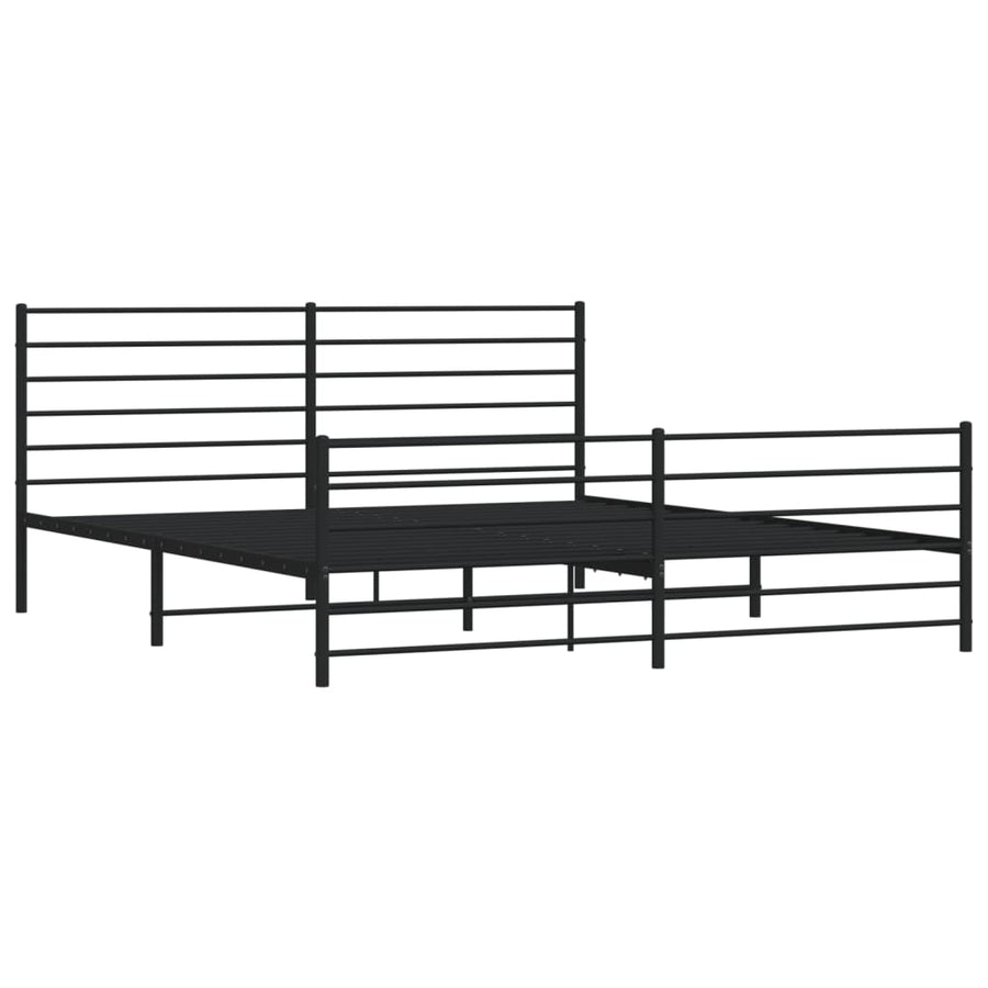 Bedframe Met Hoofd- En Voeteneinde Metaal 200 x 200 cm Zwart met hoofdbord & voetbord