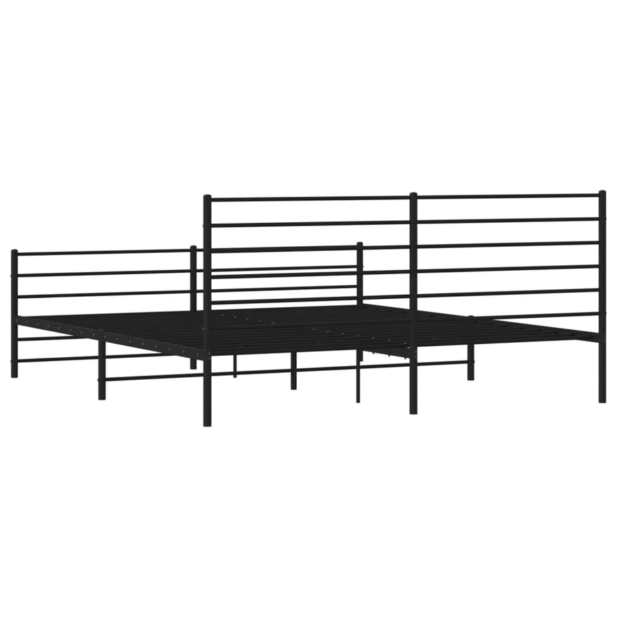Bedframe Met Hoofd- En Voeteneinde Metaal 200 x 200 cm Zwart met hoofdbord & voetbord
