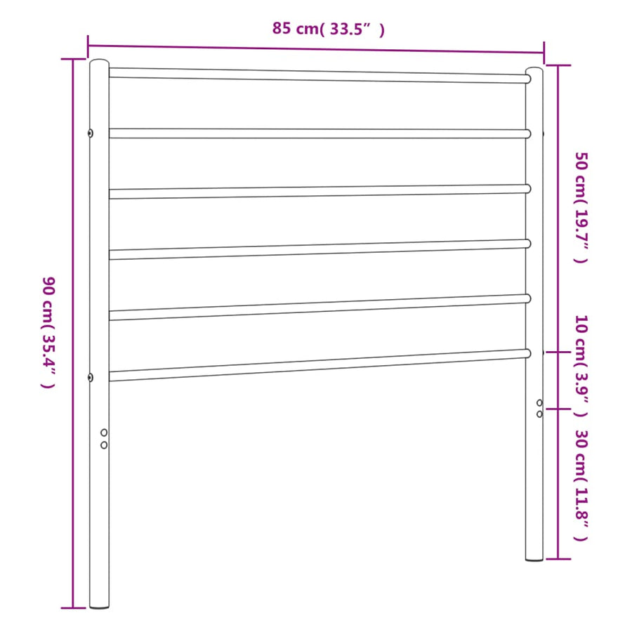 Hoofdbord Metaal Zwart 80 Cm