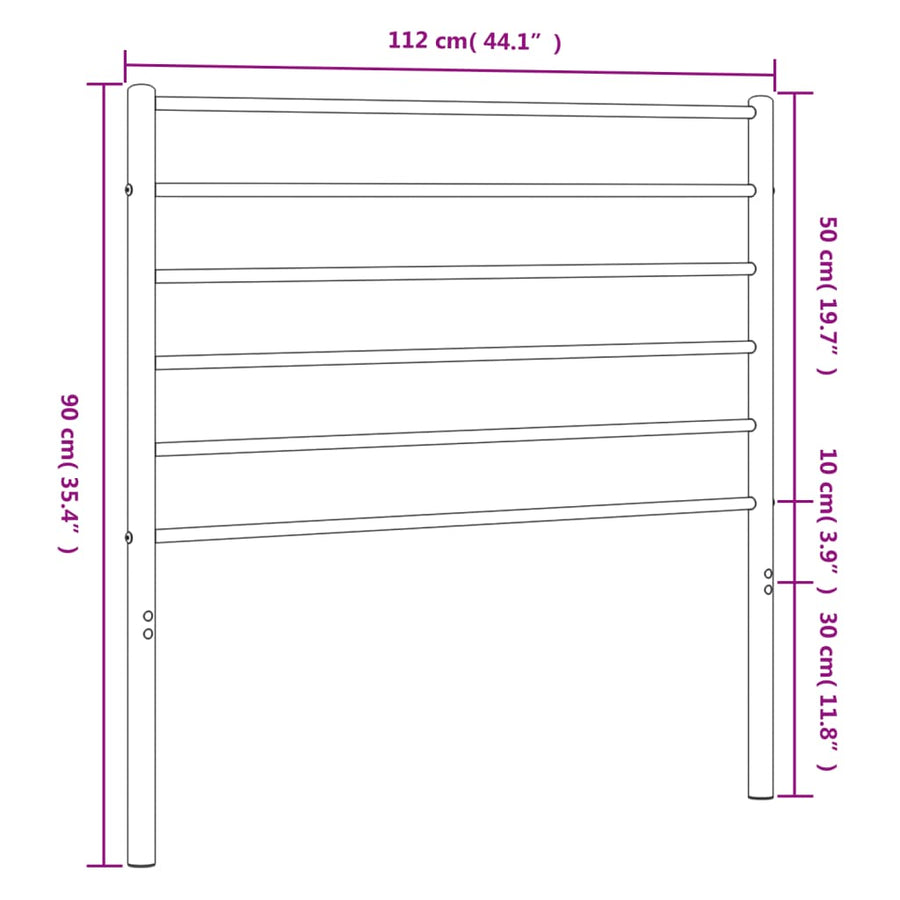 Hoofdbord Metaal Zwart 107 Cm