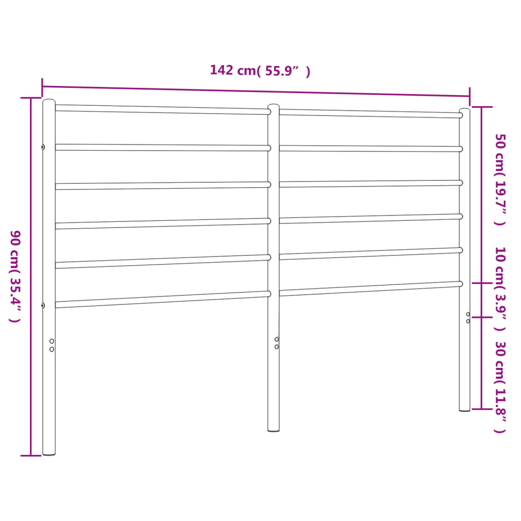 Hoofdbord Metaal Zwart 135 Cm