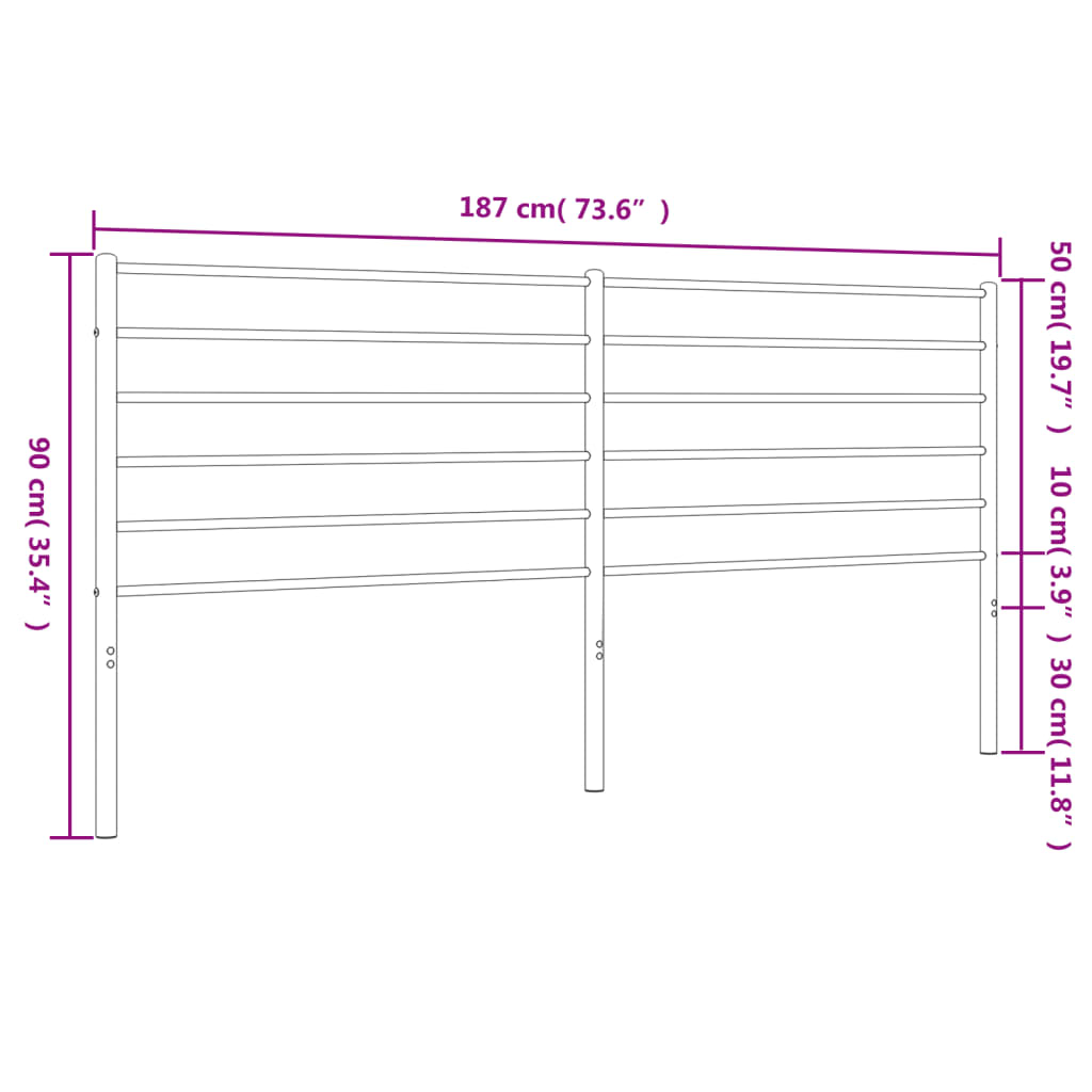 Hoofdbord Metaal Zwart 180 Cm