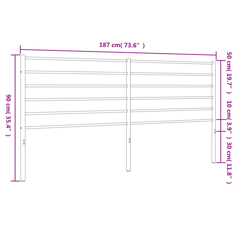 Hoofdbord Metaal Zwart 180 Cm