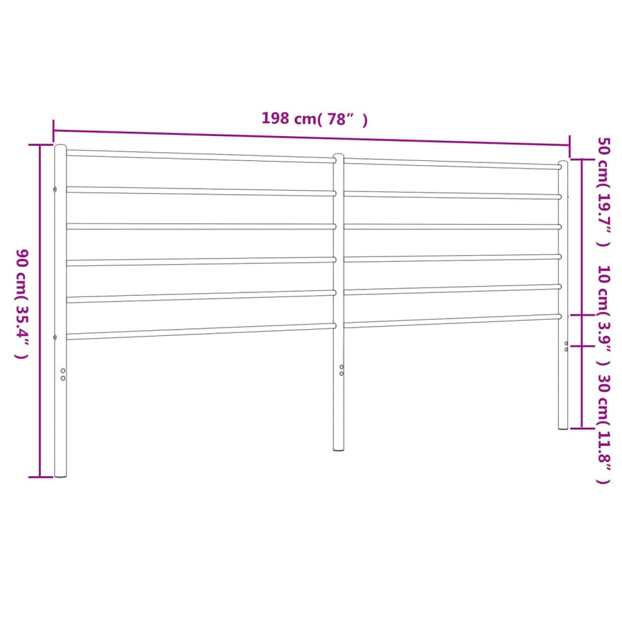 Hoofdbord Metaal Zwart 193 Cm
