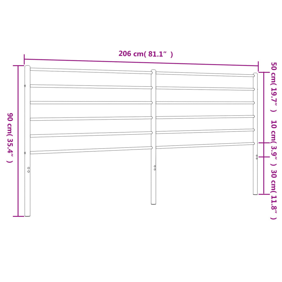 Hoofdbord Metaal Zwart 200 Cm
