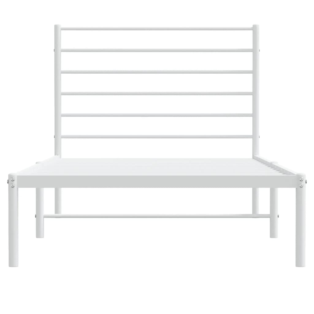 Bedframe Metaal 75 X 190 Cm Wit met hoofdbord