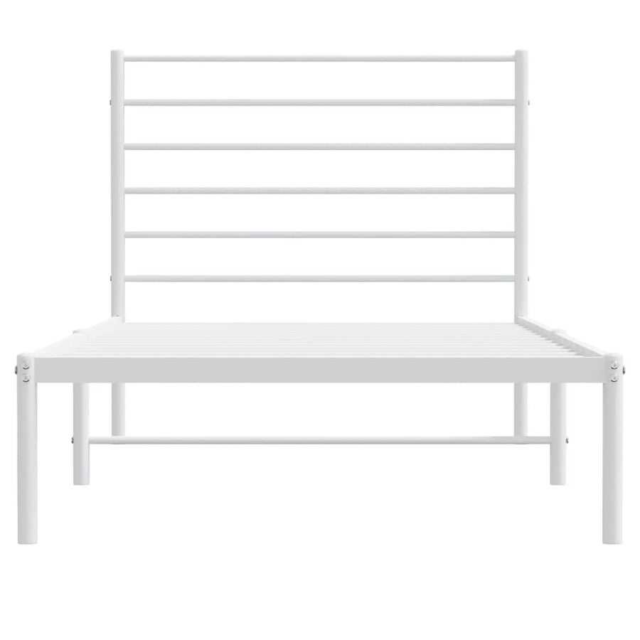 Bedframe Metaal 75 X 190 Cm Wit met hoofdbord