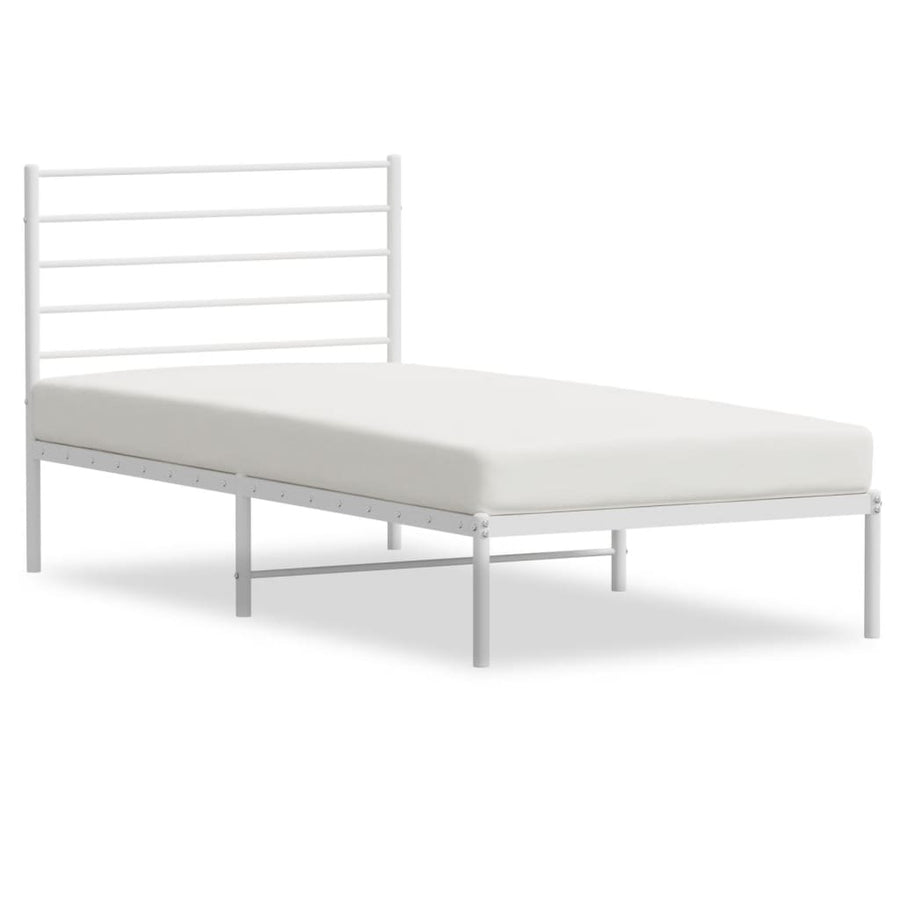 Bedframe Metaal 80 x 200 cm Wit met hoofdbord