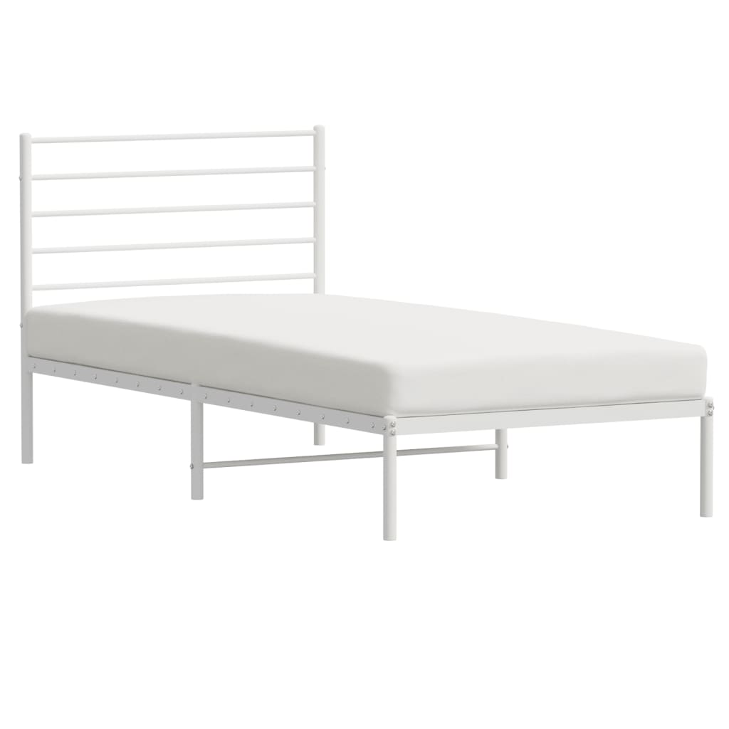Bedframe Metaal 80 x 200 cm Wit met hoofdbord