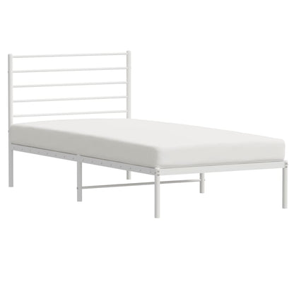 Bedframe Metaal 80 x 200 cm Wit met hoofdbord